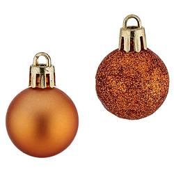 Foto van 12x stuks kerstballen oranje kunststof 3 cm glitter en mat - kerstbal
