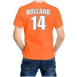 Foto van Holland shirt met rugnummer 14 - nederland fan t-shirt / outfit voor kinderen xs (110-116) - feestshirts