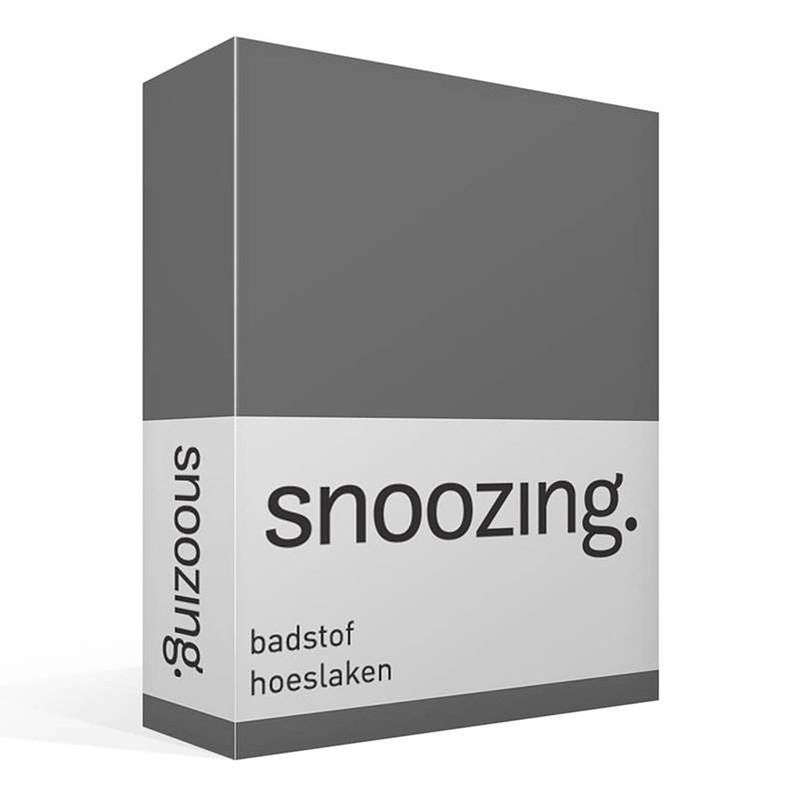 Foto van Snoozing badstof hoeslaken - 80% katoen - 20% polyester - lits-jumeaux (140x210/220 of 160x200 cm) - antraciet