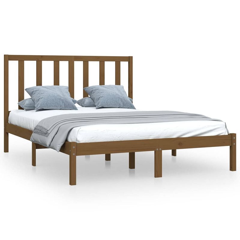 Foto van The living store houten bedframe - honingbruin - 140 x 190 cm - massief grenenhout