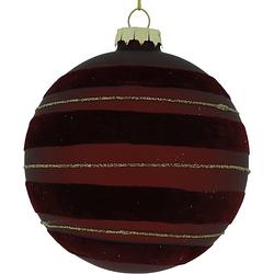 Foto van Tom kerstbal robee 8 cm glas rood/zwart/goud