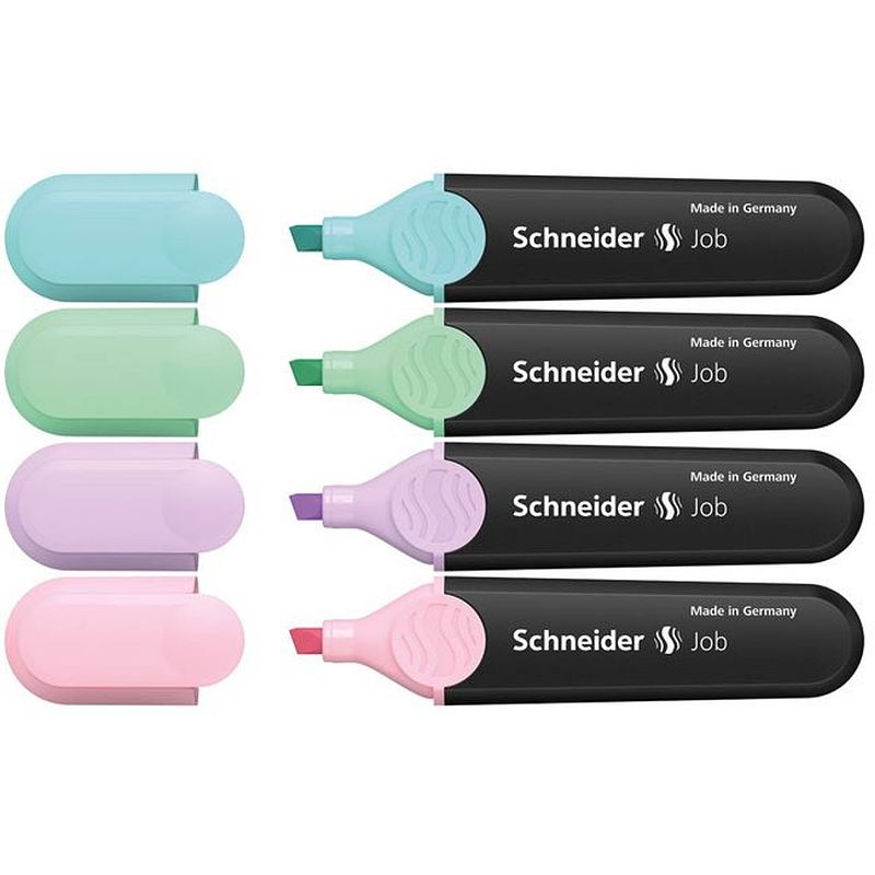 Foto van Tekstmarker schneider job pastel kleur ass. etui a 4st.