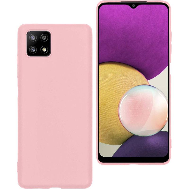 Foto van Basey samsung a22 5g hoesje siliconen - samsung a22 5g case back cover silicone - samsung a22 5g hoes siliconen - roze