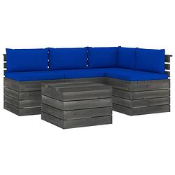 Foto van Vidaxl 5-delige loungeset met kussens pallet massief grenenhout