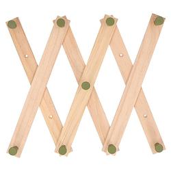 Foto van Kinderkamer deurhanger/kapstok verstelbaar - 9 groene haakjes - hout - 60 x 12 cm - kapstokken