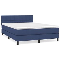 Foto van The living store boxspring bed - blauw - 193 x 144 x 78/88 cm - duurzaam materiaal - verstelbaar hoofdbord -