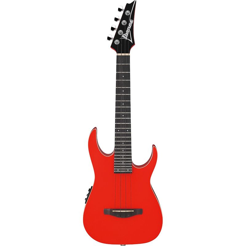 Foto van Ibanez urgt100 sun red high gloss elektrisch-akoestische tenor ukelele met gigbag