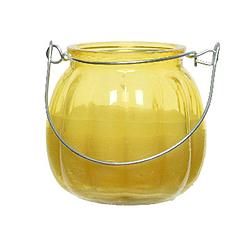 Foto van Citronella kaars - glas - geel - anti muggen - 15 branduren - d8 x h8 cm - geurkaarsen