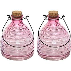 Foto van 2x wespenvangers/wespenvallen roze 17 cm van glas - ongediertevallen - ongediertebestrijding