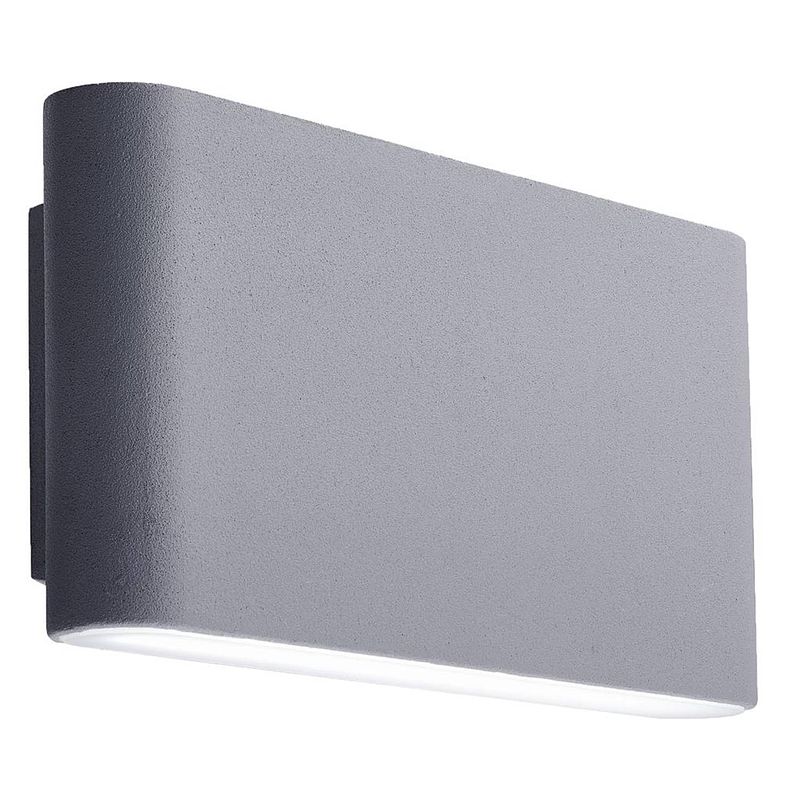 Foto van Moderne wandlamp - bussandri exclusive - metaal - modern - led - l: 17cm - voor buiten - woonkamer - eetkamer - grijs