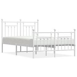 Foto van Vidaxl bedframe met hoofd- en voeteneinde metaal wit 120 x 190 cm