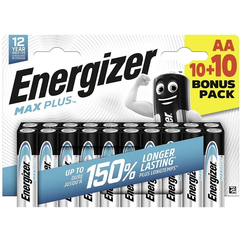 Foto van Energizer max plus aa batterij (penlite) alkaline 1.5 v 20 stuk(s)