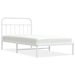 Foto van Vidaxl bedframe met hoofdbord metaal wit 100x200 cm