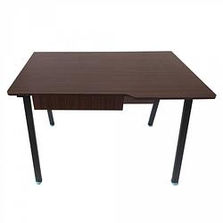Foto van Bureau computer tafel stoer - industrieel vintage design - zwart metaal bruin hout