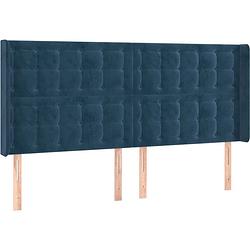 Foto van The living store boxspring dark blue velvet led - 160x200x118/128cm - pocket spring matress - skin-friendly topper -