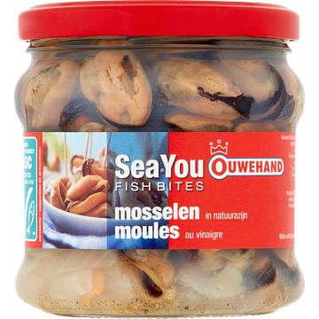 Foto van Ouwehand sea you fish bites mosselen in natuurazijn 355g bij jumbo