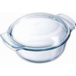 Foto van 2x ronde glazen ovenschalen met deksel 1,4 liter 18 x 8,5 cm - ovenschalen