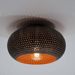 Foto van Giga meubel - plafondlamp disk punch zwart bruin ø35cm