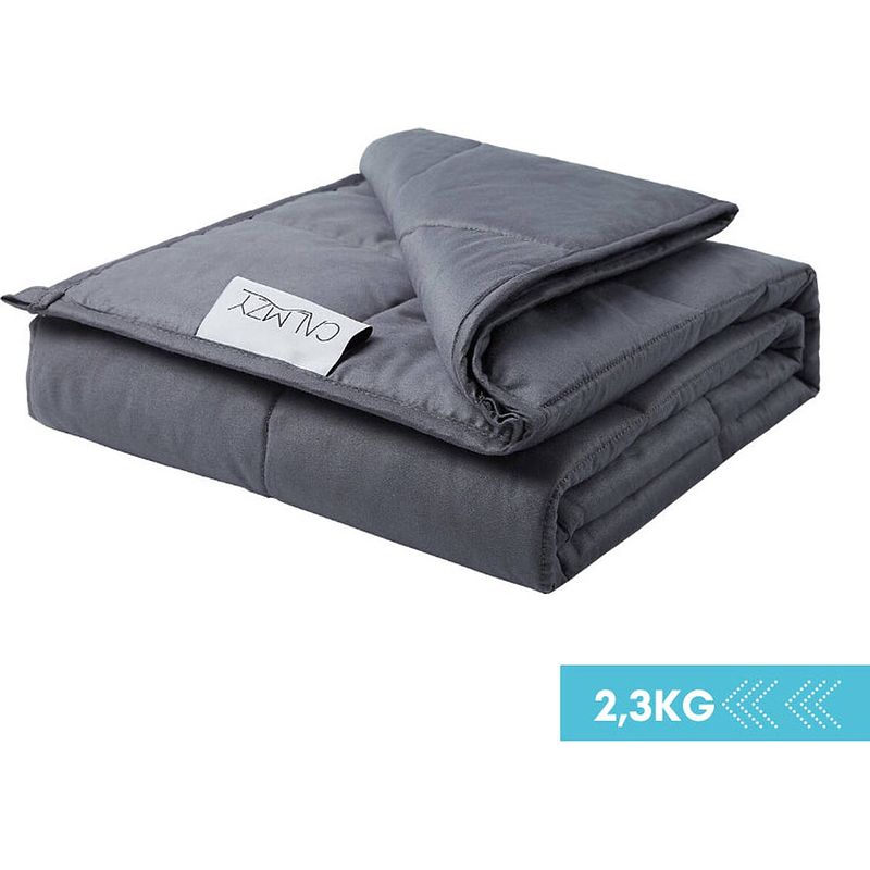 Foto van Calmzy kids 2.3 kg - verzwaringsdeken kind - verzwaarde deken - 90 x 120 cm - donkergrijs