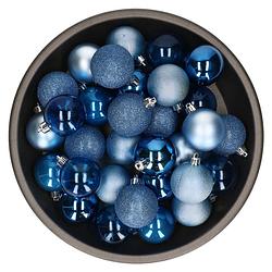 Foto van Kunststof kerstballen 48x stuks blauw 6 cm - kerstbal