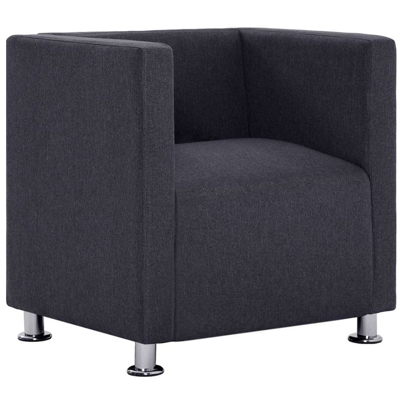 Foto van The living store fauteuil kubus stof donkergrijs - fauteuil