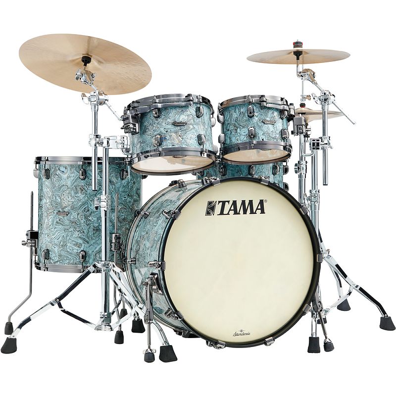 Foto van Tama mr42tzbns-slw starclassic maple sky blue swirl 4d. shellset black hardware