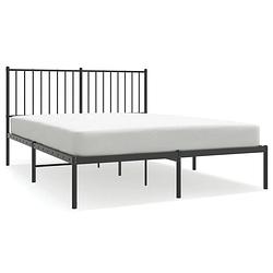 Foto van Vidaxl bedframe met hoofdbord metaal zwart 140x190 cm