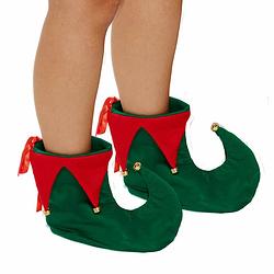 Foto van Henbrandt elfen schoenen -groen/rood -volwassenen -one size -kerstelfa  - verkleedschoenen