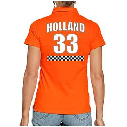 Foto van Holland race shirt met nummer 33 - nederland fan poloshirt / outfit voor dames s - feestshirts