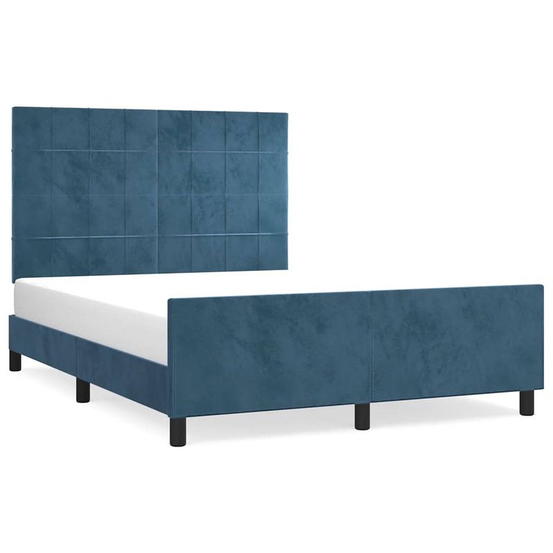 Foto van Vidaxl bedframe met hoofdeinde fluweel donkerblauw 140x200 cm