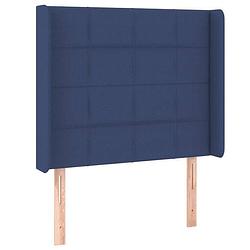 Foto van Vidaxl hoofdbord met randen 83x16x118/128 cm stof blauw