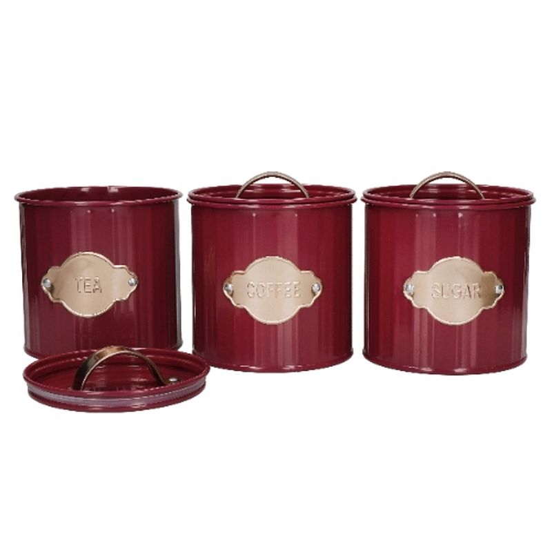 Foto van Kitchencraft - voorraadbussen, set van 3 stuks, 1 l, bordeaux - kitchencraft