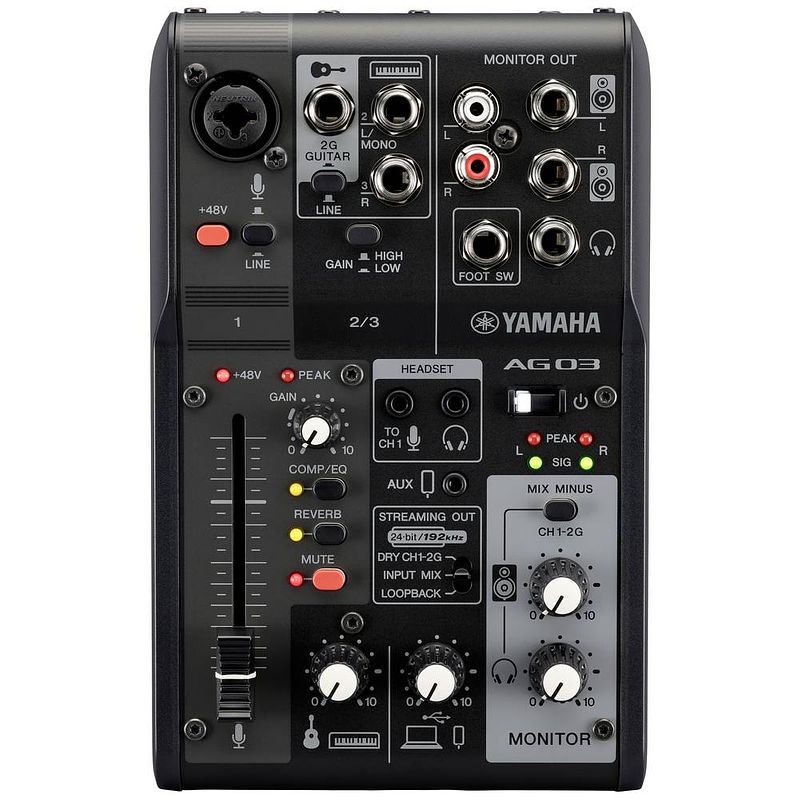 Foto van Yamaha ag03mk2b console-mengpaneel aantal kanalen:3 usb-aansluiting