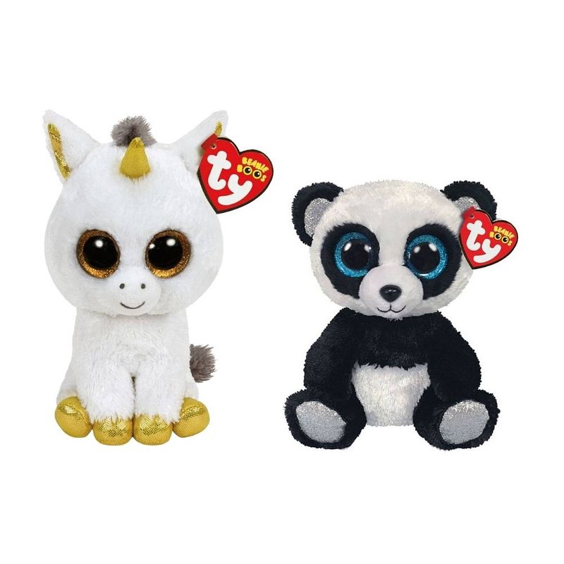 Foto van Ty - knuffel - beanie boo's - pegasus unicorn & bamboo panda