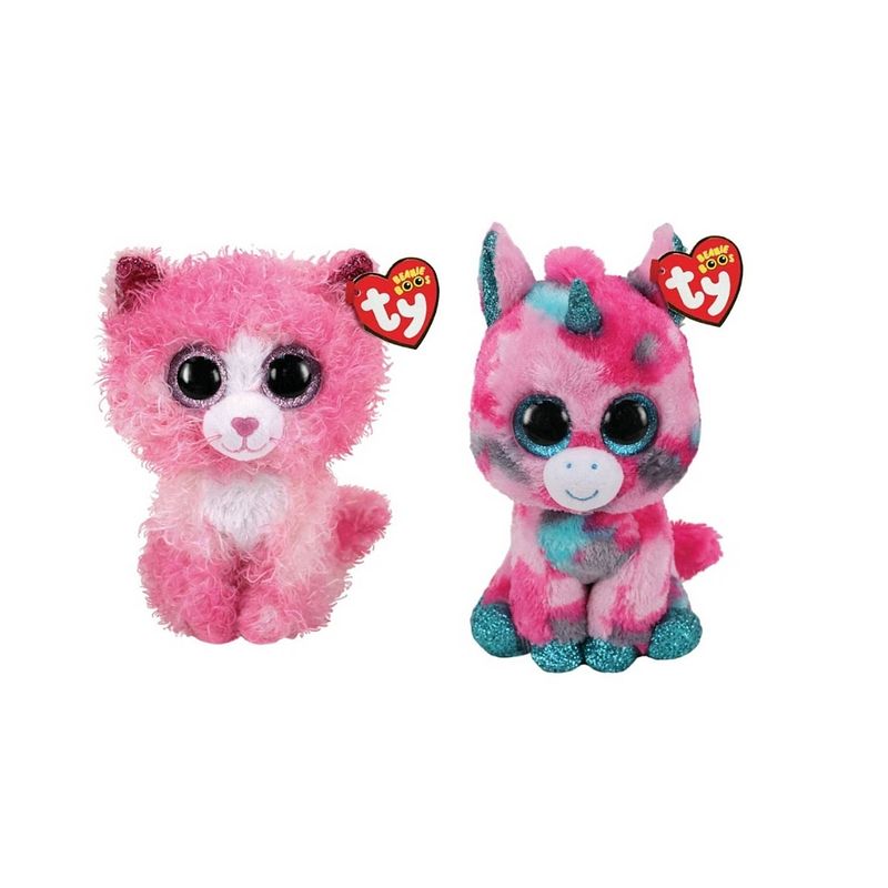 Foto van Ty - knuffel - beanie boo's - gumball unicorn & reagan cat