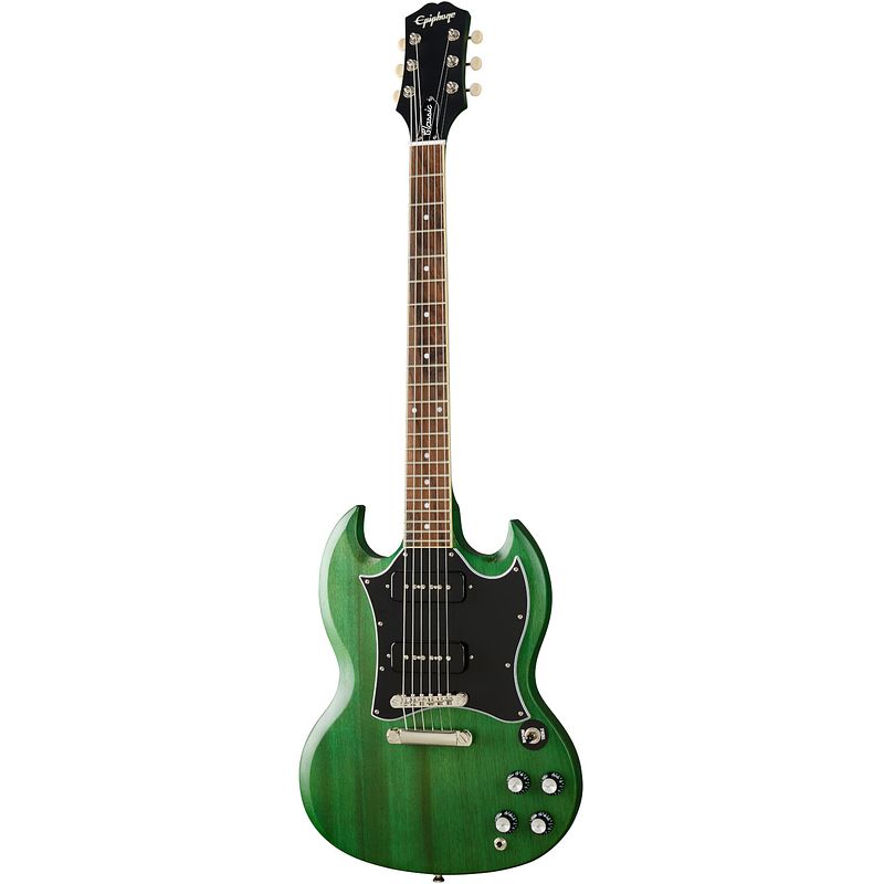 Foto van Epiphone sg classic worn p-90 inverness green elektrische gitaar