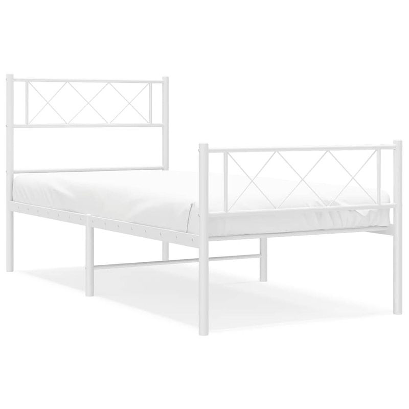 Foto van Vidaxl bedframe met hoofd- en voeteneinde metaal wit 90x190 cm