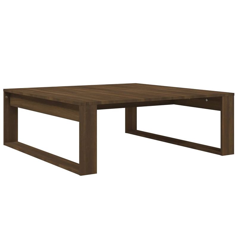 Foto van The living store salontafel bruineiken 100 x 100 x 35 cm - bewerkt hout