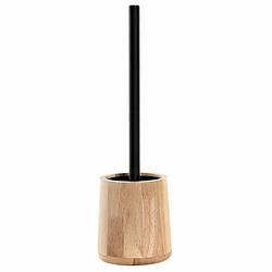 Foto van Wc/toiletborstel in luxe houder bruin bamboe hout 38 x 11 cm - toiletborstels