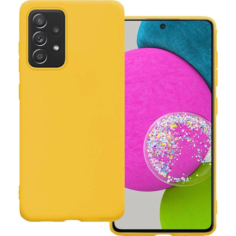 Foto van Basey samsung galaxy a52 hoesje siliconen hoes case cover samsung galaxy a52-geel