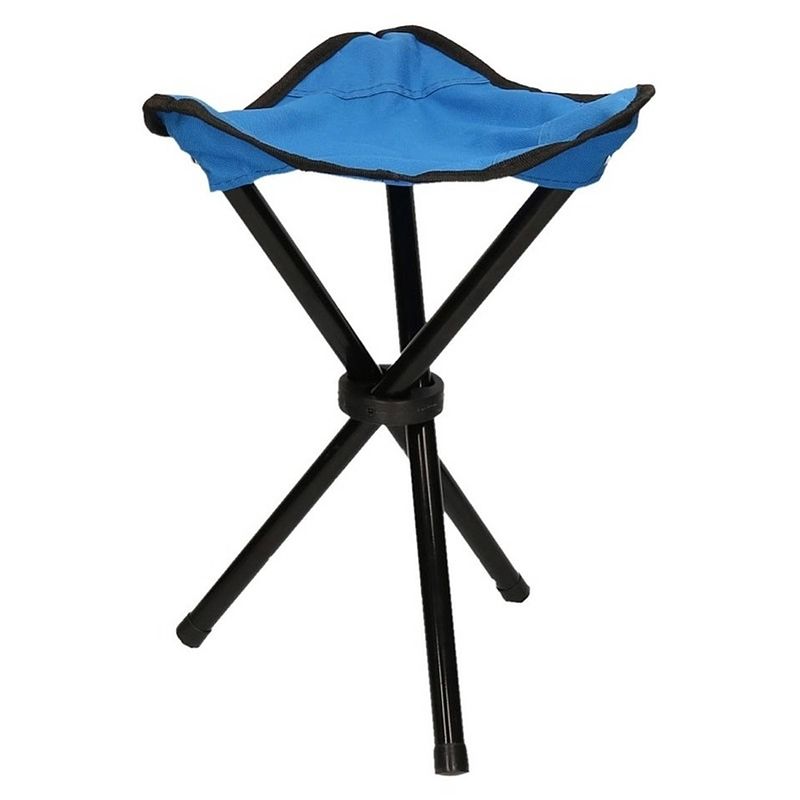 Foto van Blauwe opvouwbare campingkruk/visserskruk - 38 cm - kampeerspullen - camping benodigdheden