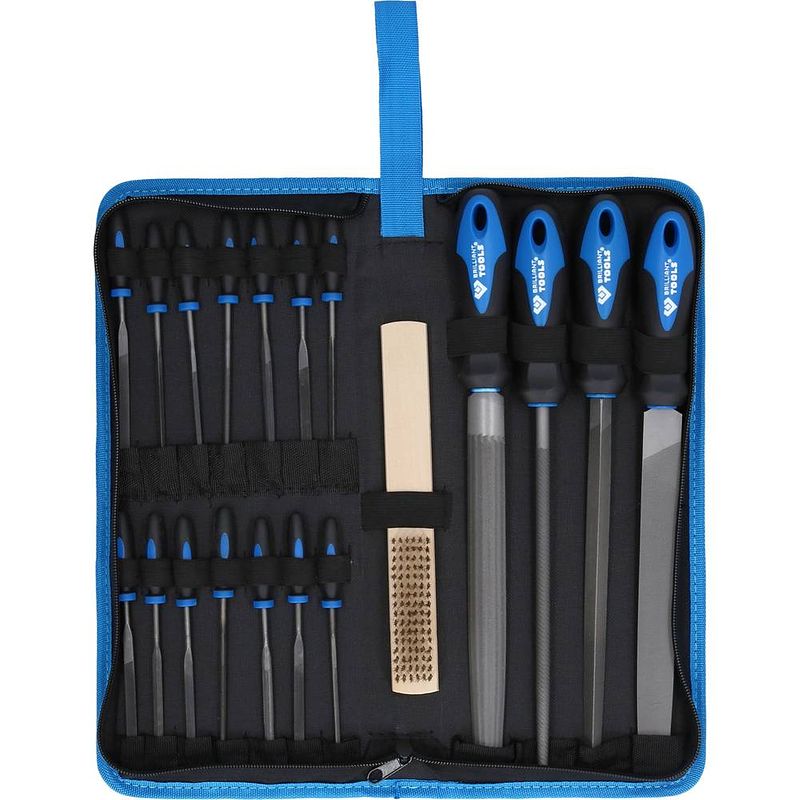 Foto van Brilliant tools bt103030 vijlen set met vijlenborstel, 19-delig 1 stuk(s)