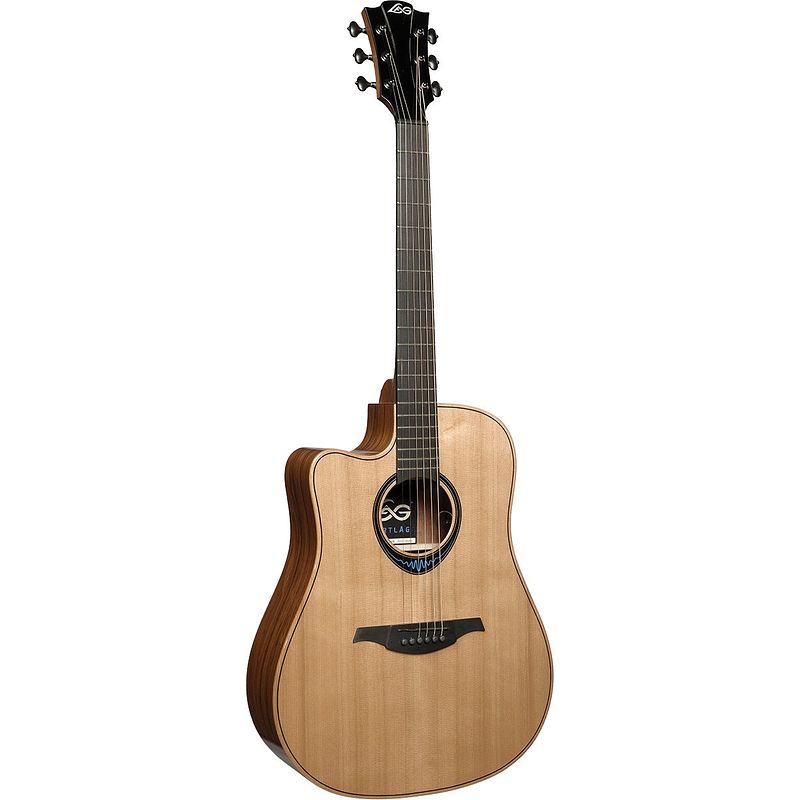 Foto van Lag guitars bluewave 2 tlbw2dce linkshandige e/a westerngitaar met effecten en bluetooth