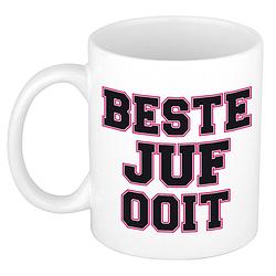 Foto van Beste juf ooit kado mok / beker wit - verjaardagscadeau - feest mokken