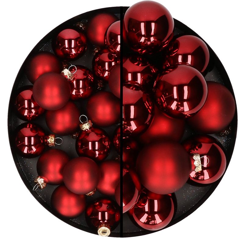 Foto van Othmar decorations kerstballen - 66x st - rood - glas - 4 en 6 cm - kerstbal