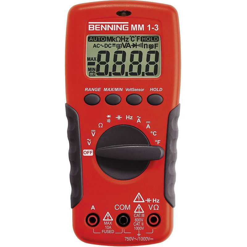 Foto van Benning mm 1-3 multimeter digitaal cat ii 1000 v, cat iii 600 v weergave (counts): 2000