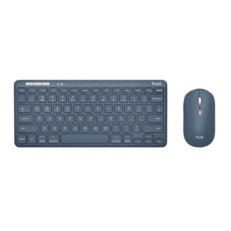 Foto van Trust lyra multi-device wireless keyboard & mouse toetsenbord blauw