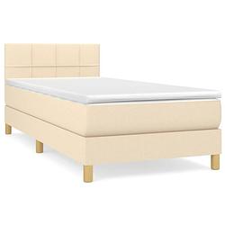 Foto van The living store boxspringbed crème - 203 x 100 x 78/88 cm - duurzaam materiaal - verstelbaar hoofdbord -