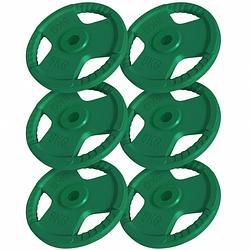 Foto van Gorilla sports halterschijven bundel - 6x5kg - gripper gietijzer rubber coating