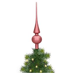 Foto van Glazen kerstboom piek/topper velvet roze mat 26 cm - kerstboompieken